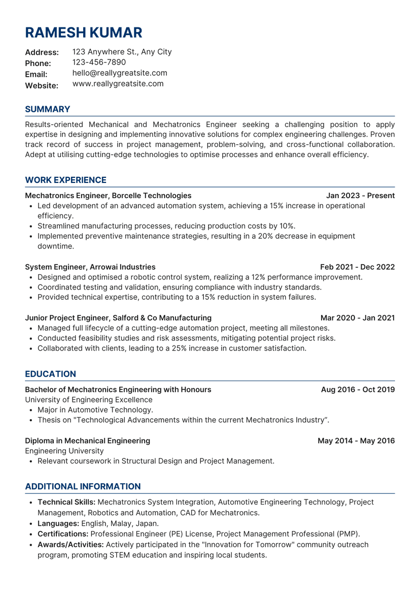 HR-Approved Resume Template 1