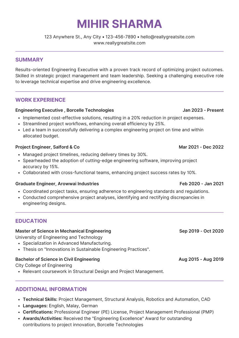 HR-Approved Resume Template 3